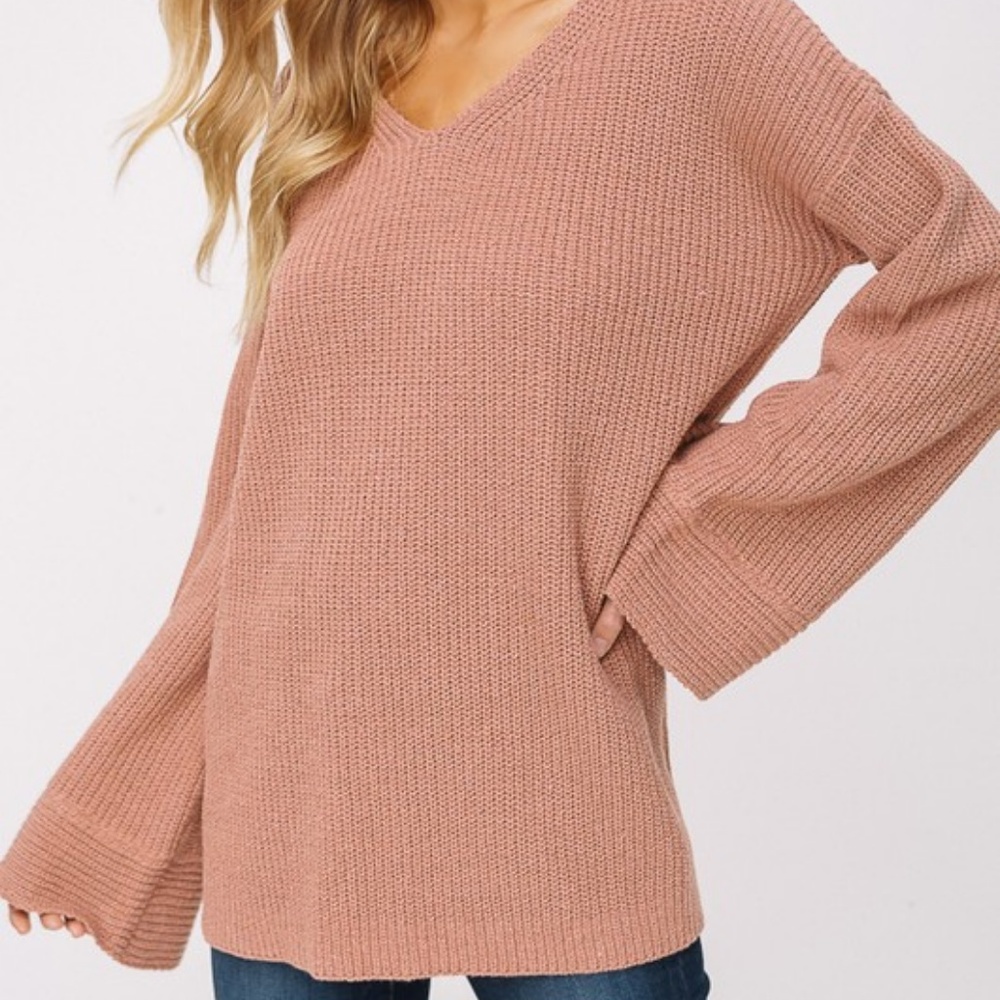 NWT Brick V-neck Bell Sleeve Sweater - Picture 3 of 8